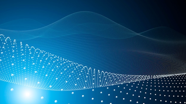 3d data abstract background Technology digital blue wave lines on black backdrop science network