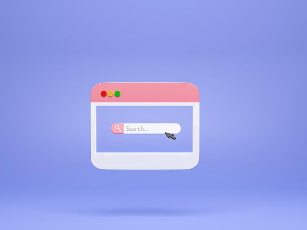 3D-gengivelse 3D-illustration Minimal video medieafspiller Interface med søgefelt Koncept for søgning på internetdata og websøgning