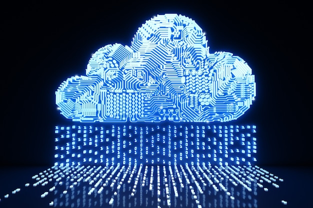 3D-gengivelse af kredsløbssky til cloud computing-teknologi