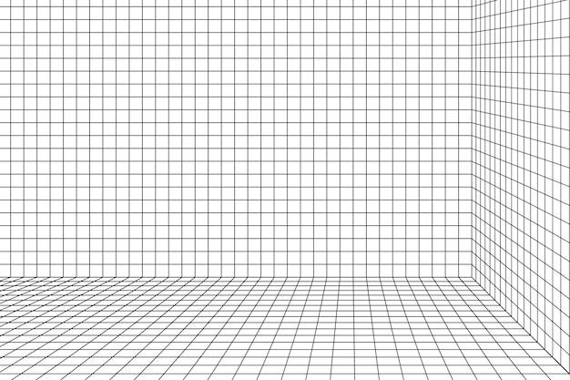 3D grid wireframe grid room background design element