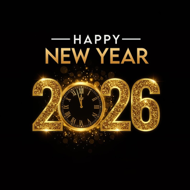 3d happy new year 2026 colorful celebration neon design greeting social media post background