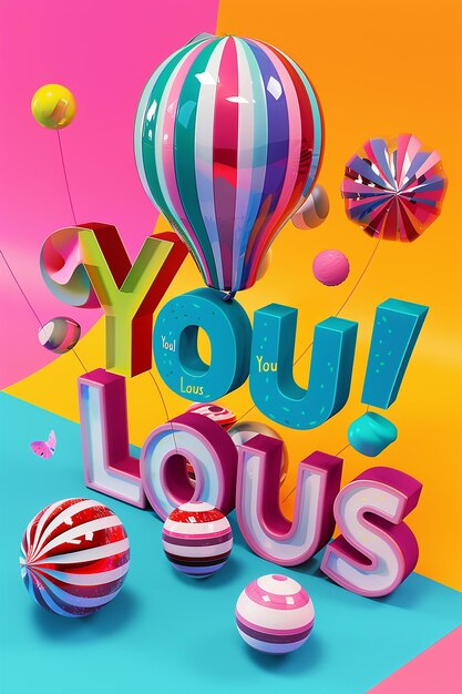 3D I Love You rendering of a lively and fun illustration