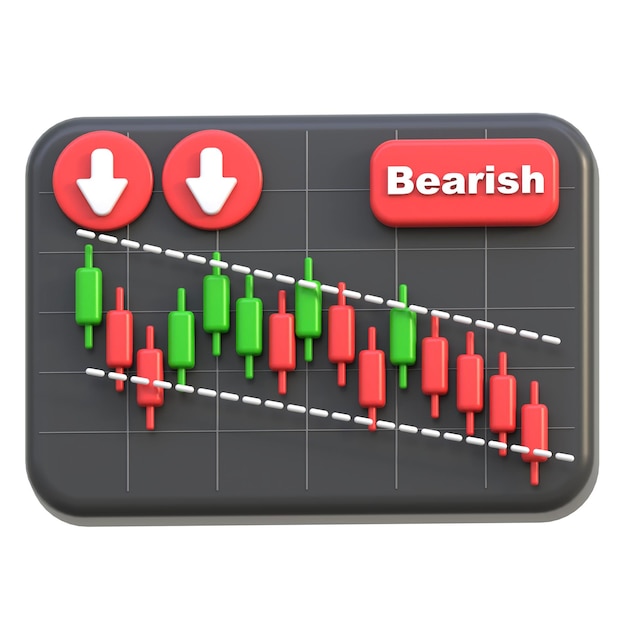 3d icon bearish trend 3d illustration 3d element 3d rendering graphic elements design element
