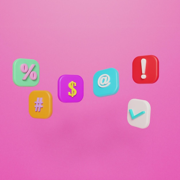3D icon money percent at correct mark on pink background illustration
