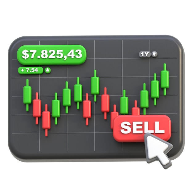 3d icon sell stock 3d illustration 3d element 3d rendering graphic elements design element