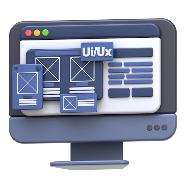3d icon Ui Ux Online Course 3d illustration 3d element 3d rendering Graphic Elements