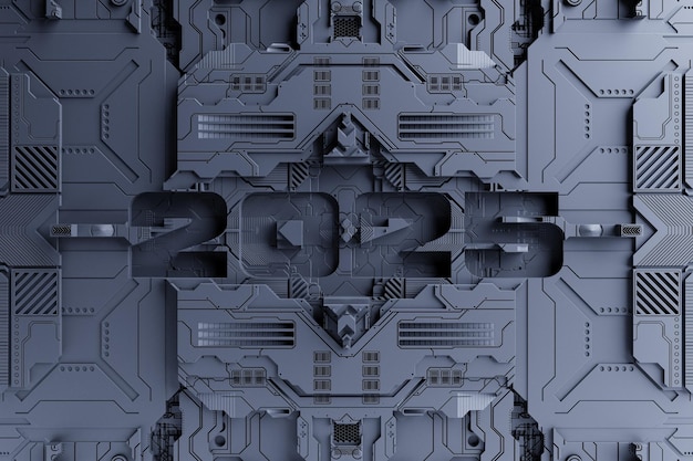 3D illustration Abstract geometric tech pattern with futuristic tech postcard with the happy new year 2025 Grunge textured wallpaper