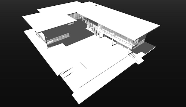 3D-illustration av industribyggnad