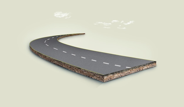 3d illustration bending road isolated light yellow background motorway isolated design road ads