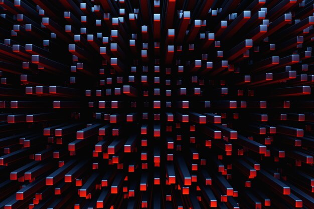 3d illustration black and red geometric pattern Geometry background pattern