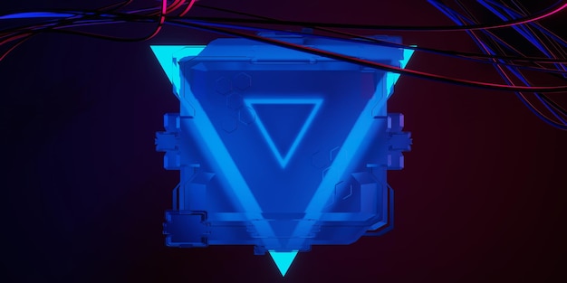 3D illustration gengivelse af futuristisk cyberpunk by gaming tapet scifi baggrund en esports gamer banner skilt af neon glow teknologi og netværk