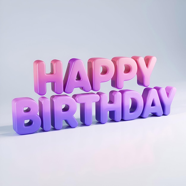 3d illustration of happy birthday text on a clean white background conveying a festive and cheerful