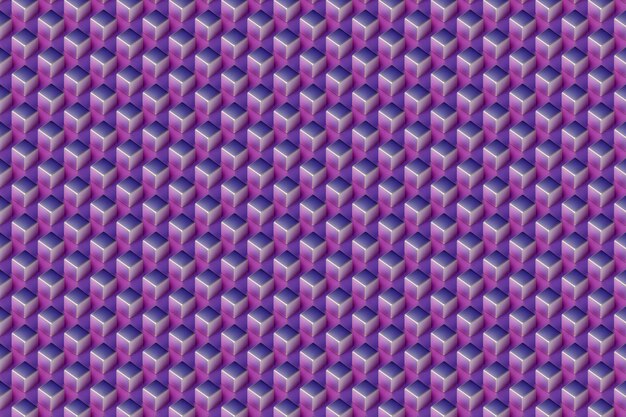 3d illustration of rows of  purple  squares Set of cubes on monocrome background pattern