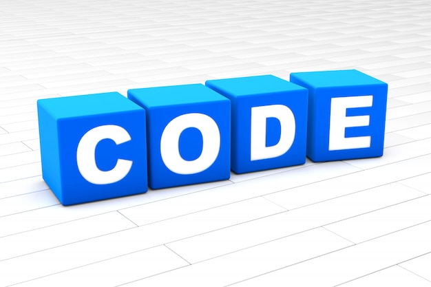 3D illustration of the word Code