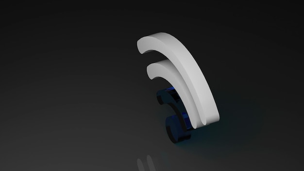 3d illustration of wifi icon on black background with reflection 3d rendering