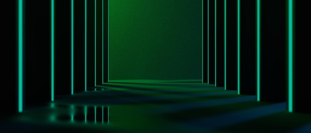 3D-illustration som 3D-renderar en futuristisk cyberpunk-display inom teknologi, gaming, scifi-scen, piedestalbakgrund, gamer-banner, neonglödskylt, ståpodium för produkförsäljning