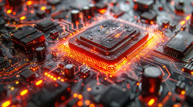 3d image of a computer chip in computer in the style of vray tracing tabletop photography Generative AI