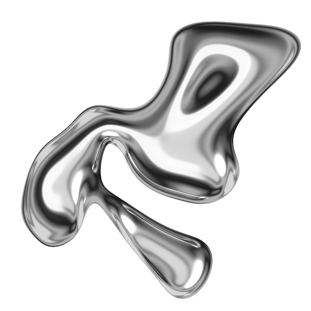 3D liquid metal shape png sticker abstract graphic transparent background
