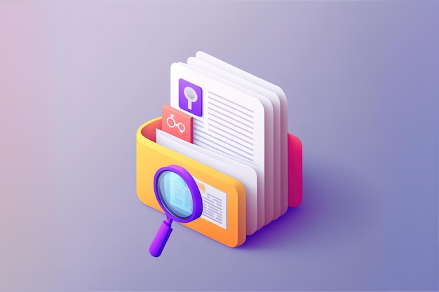 3d media file management concept Searching image and video files in database Document management soft document flow app compound docs concept