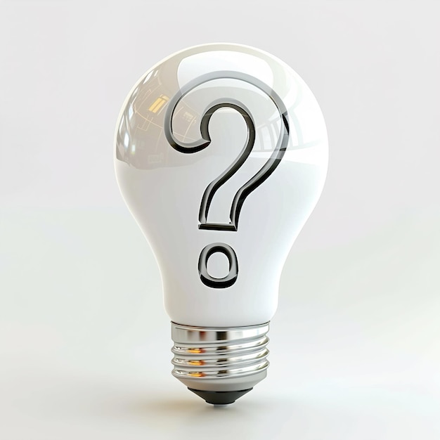 3d minimal Lightbulb with a question mark