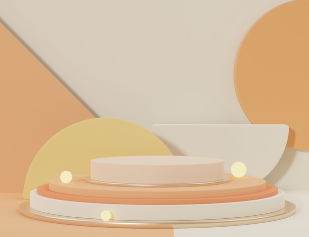 3d minimal pastel podium and geometric shapes 