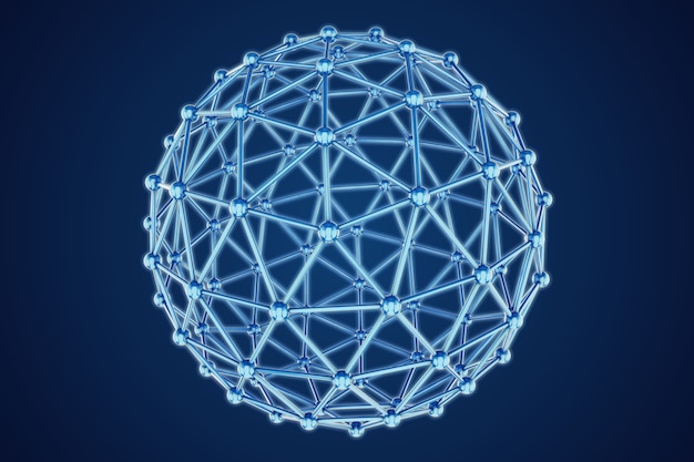 3d model of abstract sphere on blue