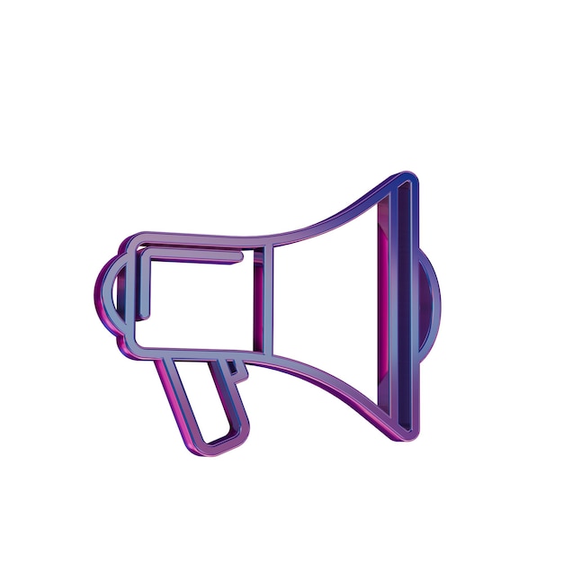 3D Neon Retro Icon Shout Megaphone
