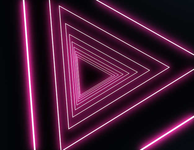 3D neon tunnel with neon light. 3d illustration