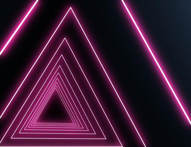 3d neon tunnel with neon light. 3d illustration