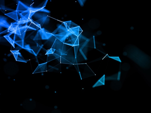 3D network communications background with low poly plexus design