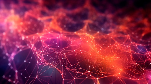3d network connections with plexus design background generative ai