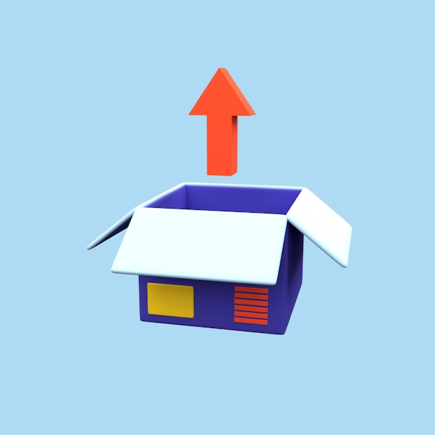 3d object of package box ready to be taken out