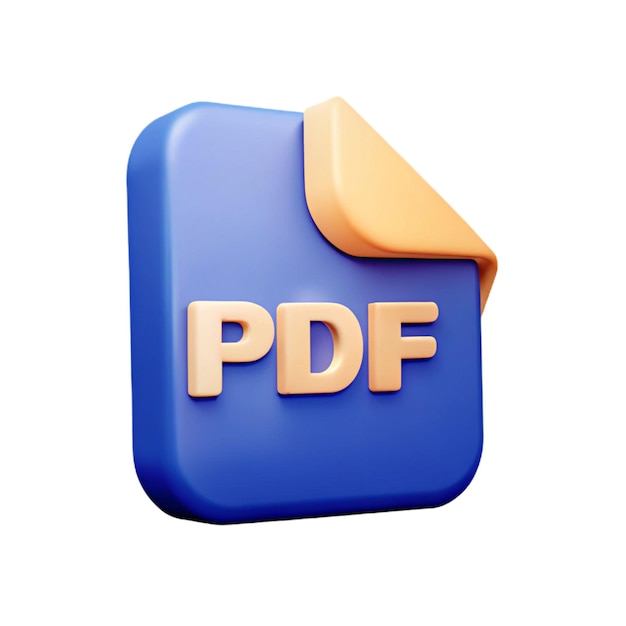 3D PDF File Icon with Folded Corner