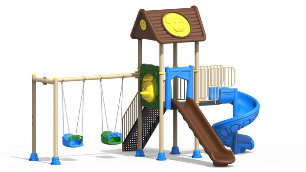 3d realistic playground park isolated on white background