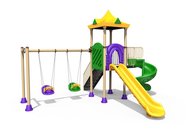 3d realistic playground park isolated on white background