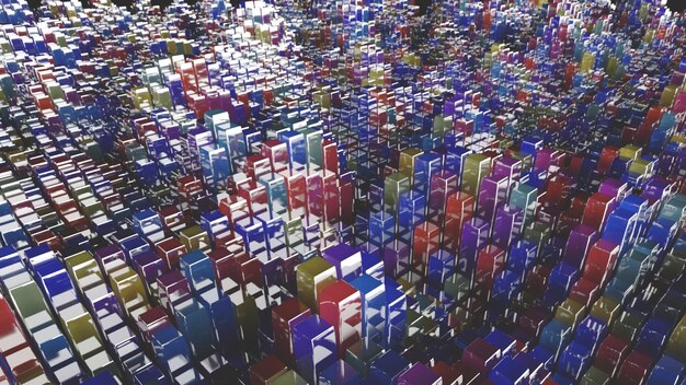 3d render abstract different shapes and colors