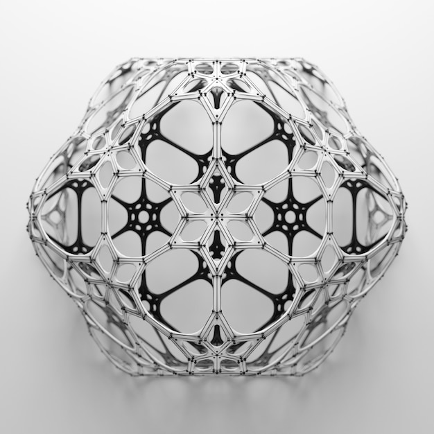 3d render abstract  geometrical shape. Complex structure. Simple geometry with detailed segments.