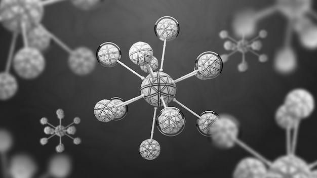 3d render background with abstract cell. biology conceptual with simple molecule structure.