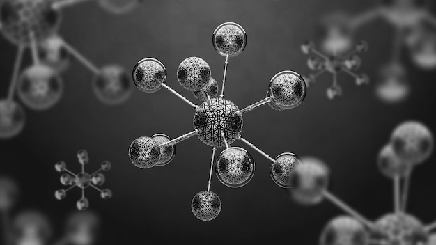 3d render background with abstract cell. biology conceptual with simple molecule structure.