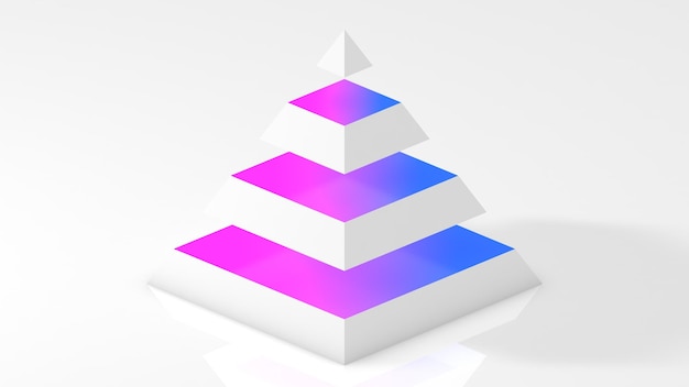3d render geometric figure of the white pyramids