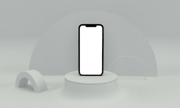 3d render illustration generic phone  in a white design high key
