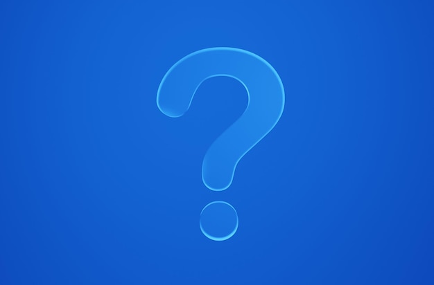 3d render illustration question mark on blue background