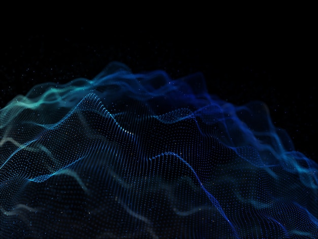 3d render of an abstract background with flowing cyber particles