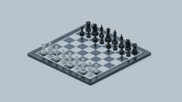3d Render of Chess Game isolated on white backround