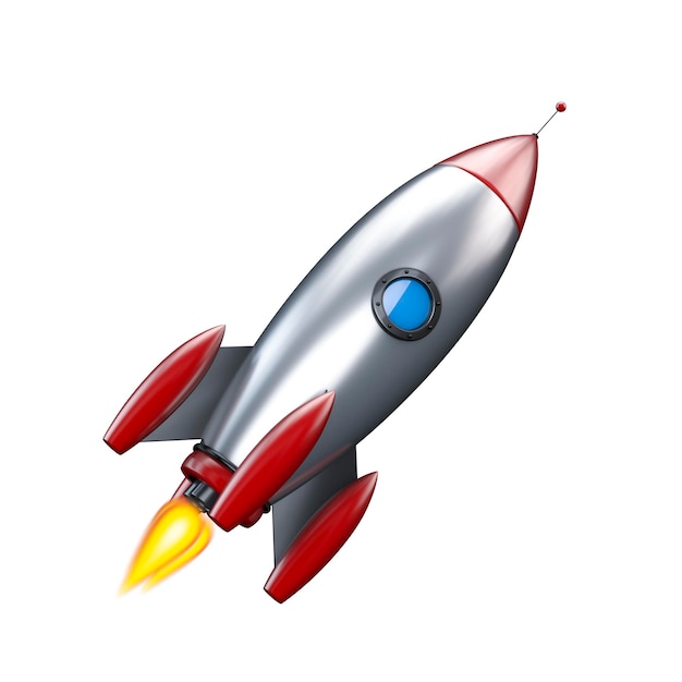 3d render of rocket isolated on white