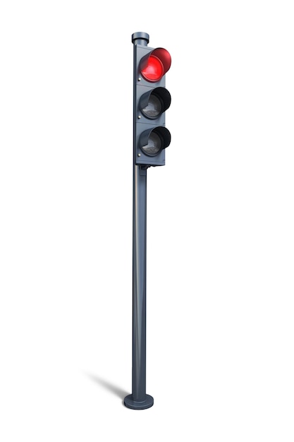 3d Render Red Traffic Light (clipping path)