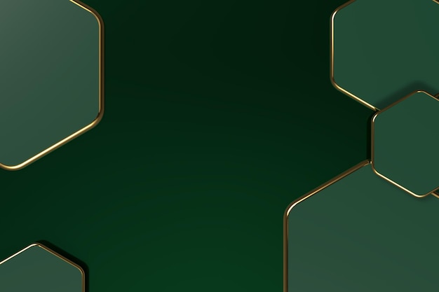 3d render wallpaper hexagon gold line modern green color for networking tech inovative style
