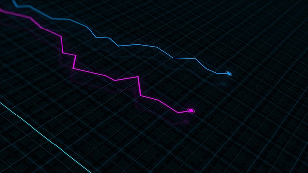3D-rendera av en digital inkomstlinje i techstil mot en högteknologisk rutnätsbakgrund