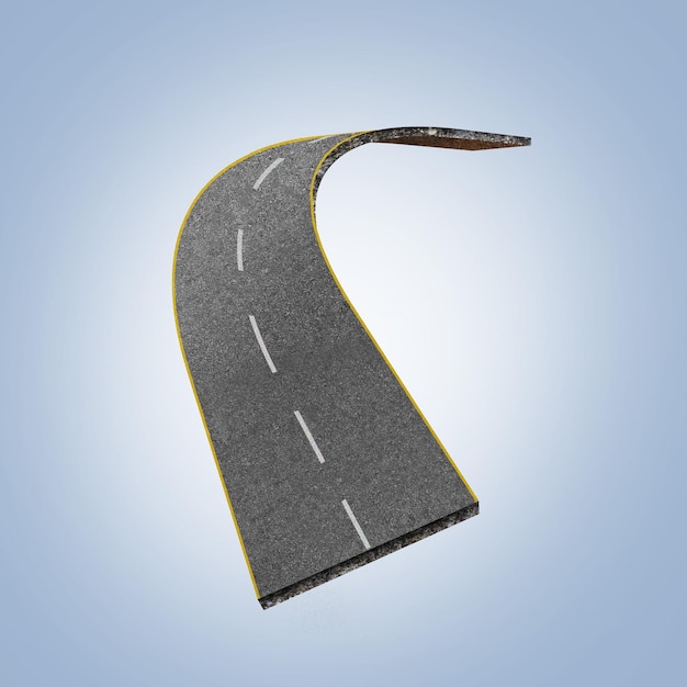 3D-rendera av rese- och semestervägsannons Böjd väg och motorväg isolerade annonser