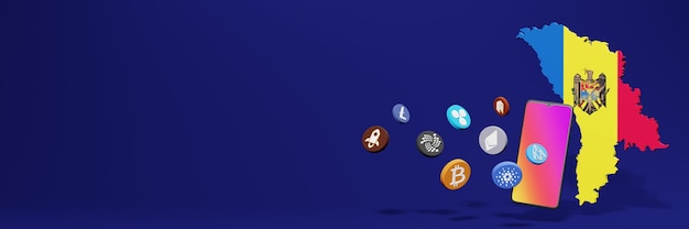 3d Rendering 10 Cryptocurrency rising chart Blockchain in Moldova